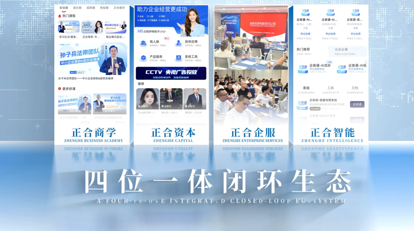 全新画面升级，立体展现品牌实力    ​   本次宣传片完成全方位优化升级，打破原有视觉体系，实现品牌内容全面迭代。影片不仅完善、优化了正合九天企业动态全景画面，更对企业发展场景、服务体系、团队风貌进行全新呈现，让品牌形象更加立体、专业、具象。  企服猫品牌形象与价值全面焕新       本次宣传片重点完成企服猫品牌形象动态展示升级，通过可视化镜头生动呈现子品牌风貌。同时深度梳理、升级、具象化企服(图3)